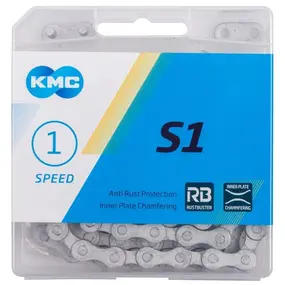 Цепь KMC, S1, 1ск. (1/2"X1/8"), 112зв., Brown, с замком, BOX 1