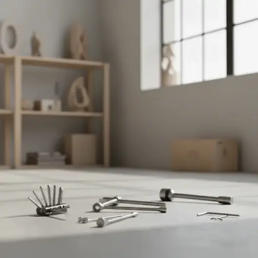 Ключи для ремонта Велосипеда на полу, в белой комнате