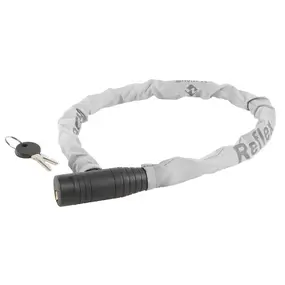 Велозамок с ключами тросовый M-Wave C 15.8 в светоотражающей оплетке 15/800 light grey 1