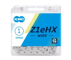 Цепь KMC, Z1eHX WIDE, 1/2"X1/8", 1ск., 112зв., Silver/Silver, BOX 1
