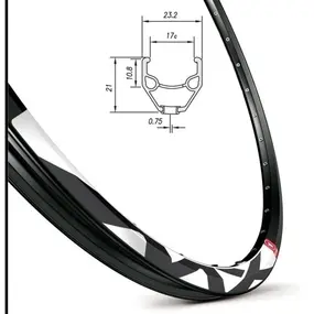 Обод Mach1, MX 26, 559x17 (ERD 534), 36отв., AV, пист., v-brake, черный, 510гр 1