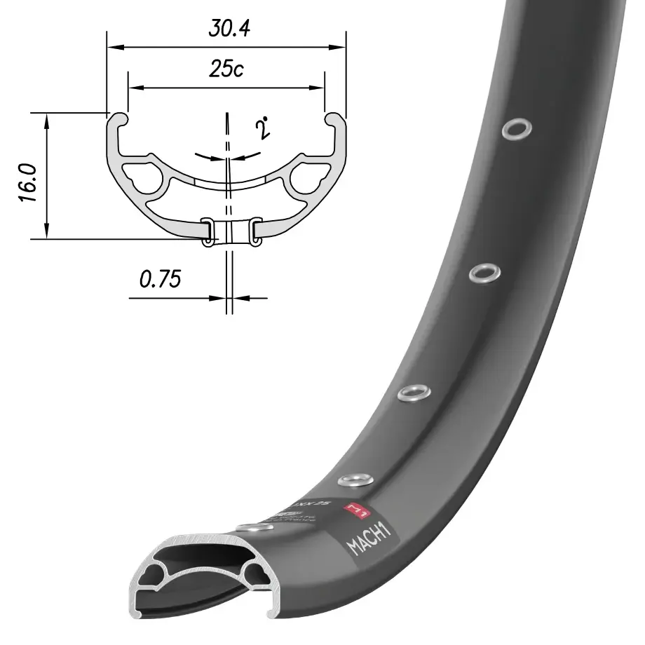 Обод Mach1, KLIXX 25, 26" (559x25), 32 отв., FV, пистон., disc, ETR, черный 1