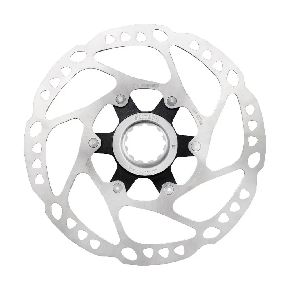 Тормозной диск (ротор) Shimano SM-RT64 203mm center lock, со стоп. Кольцом (внутр. шлицы) 203mm silver 1