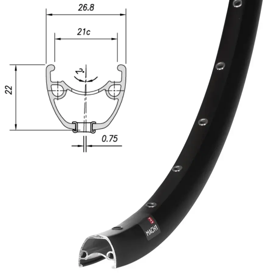 Обод Mach1, TRAXX, 29" (622x21), 32 отв., FV, пистон., disc, черный 1