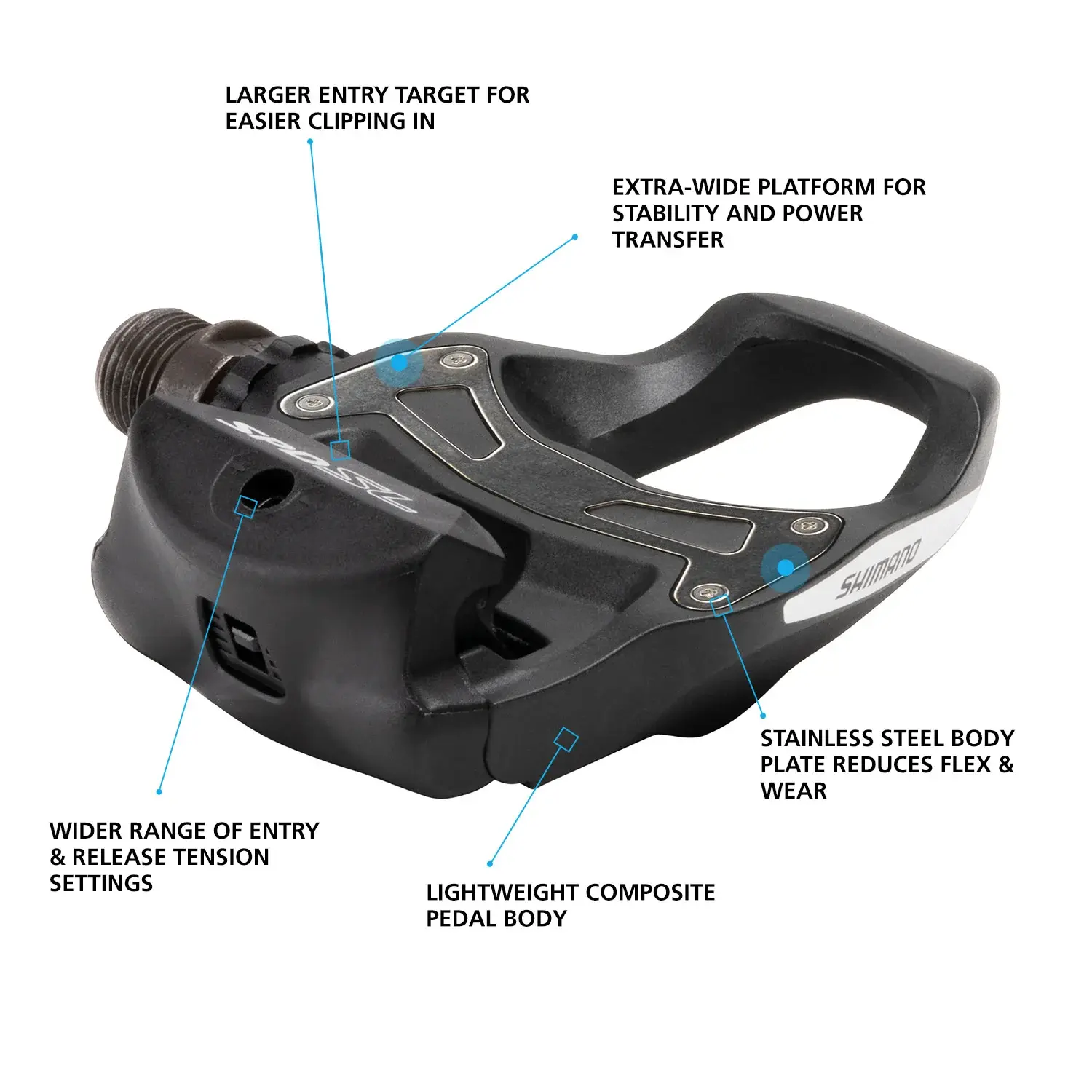 Педали Shimano PD-RS550L, с шипами, цв. чёрный 2