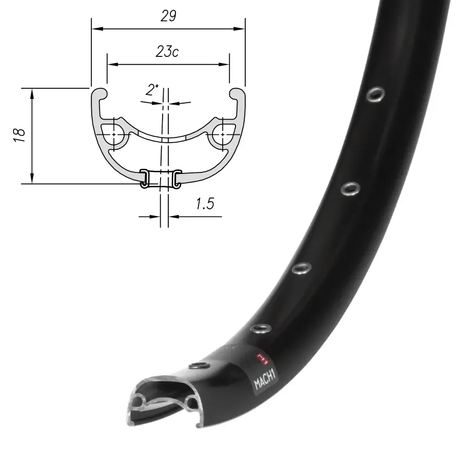 Обод Mach1, KLIXX 23, 26" (559x23), 32 отв., FV, пистон., disc, ETR, черный 1
