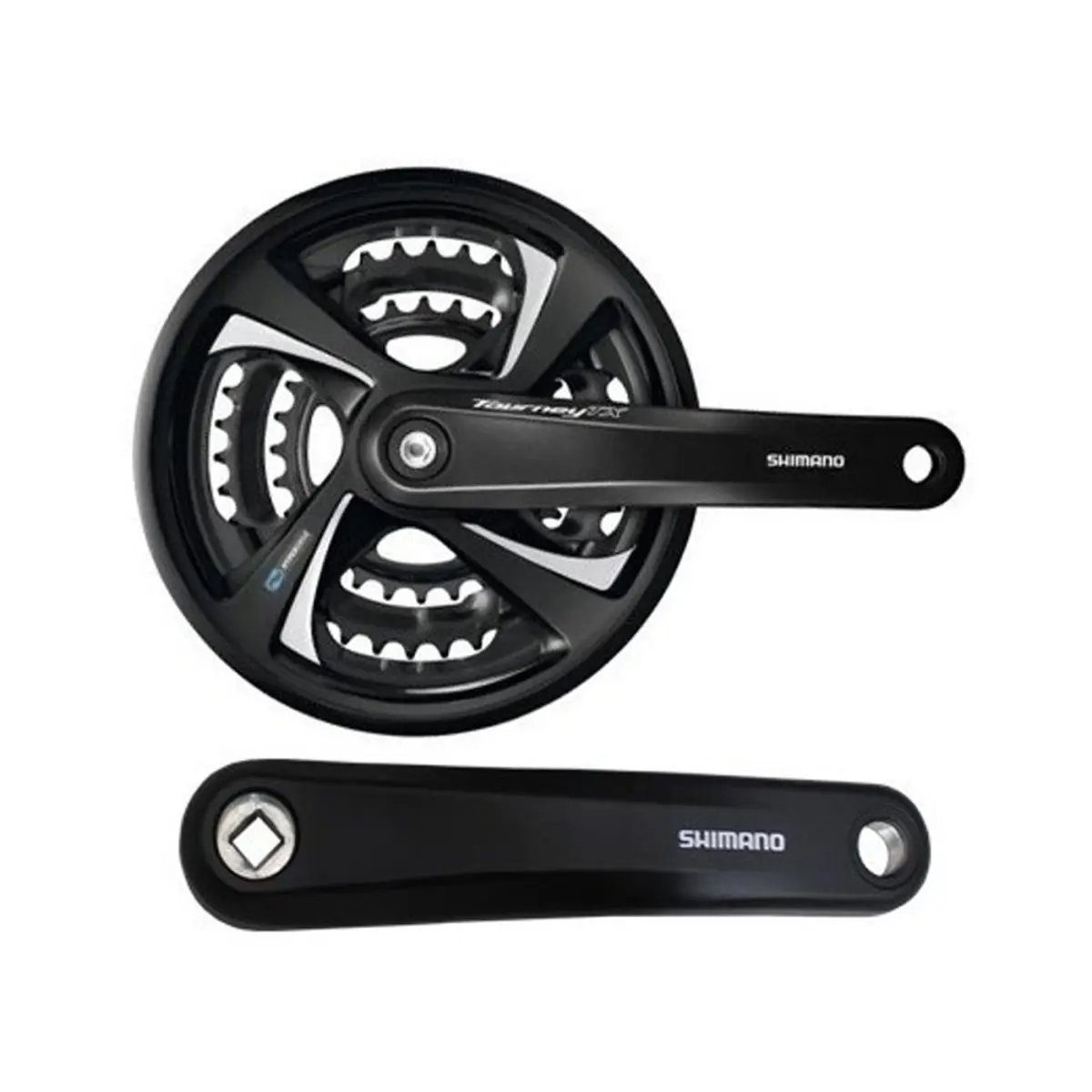 Система шатунов Shimano FC-TX801, 170мм, квадрат, 48/38/28, с защитой, черная, б/уп. 1