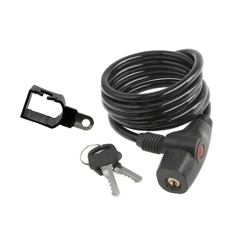 Велозамок с ключами тросовый M-Wave 8 C (OEM), black 8/1500 black 1