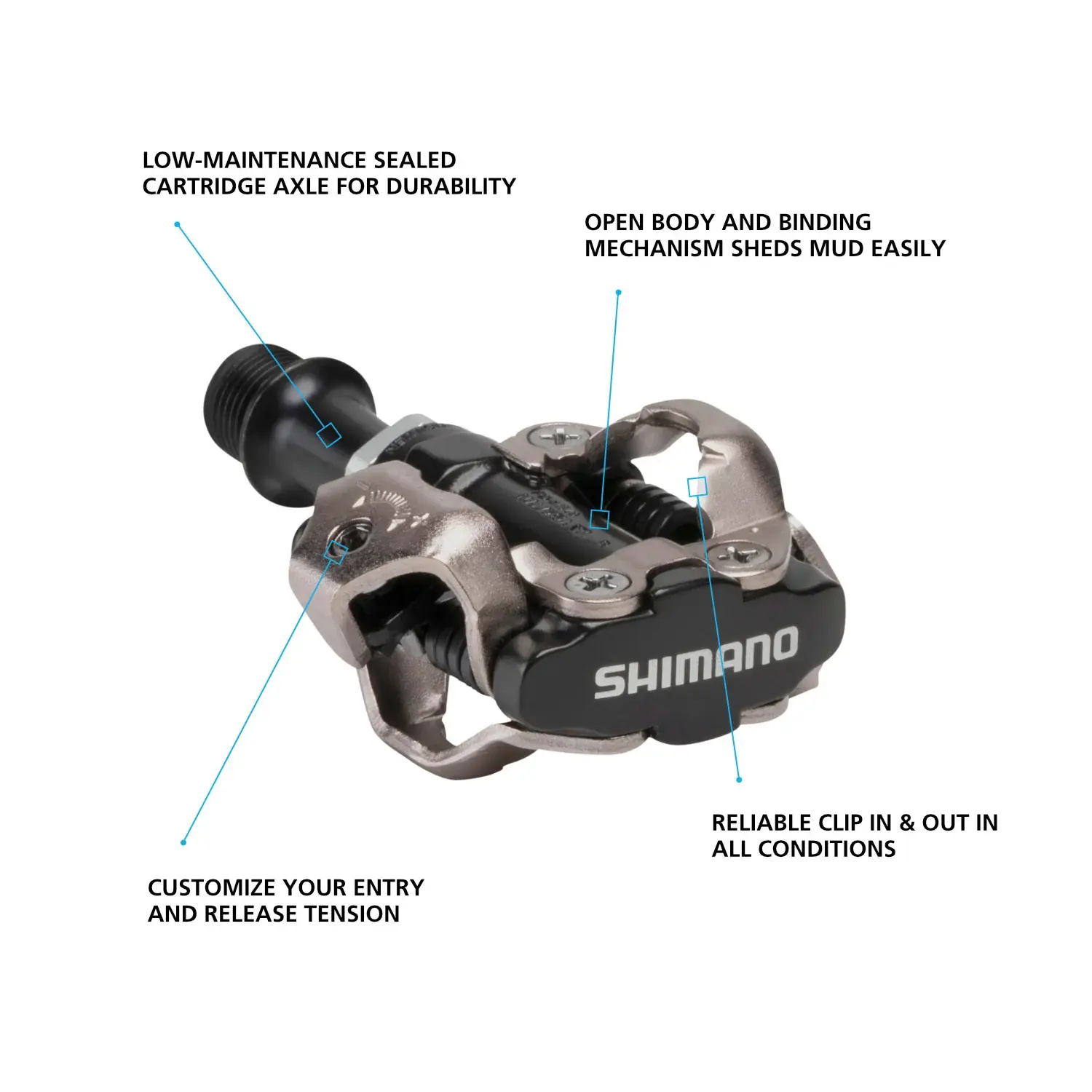 Педали Shimano M540, с шипами, цв. черный 2
