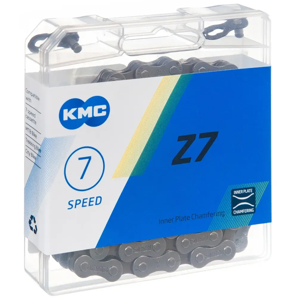 Цепь для велосипеда KMC Z7 116 звеньев (в боксе, с замком) 1