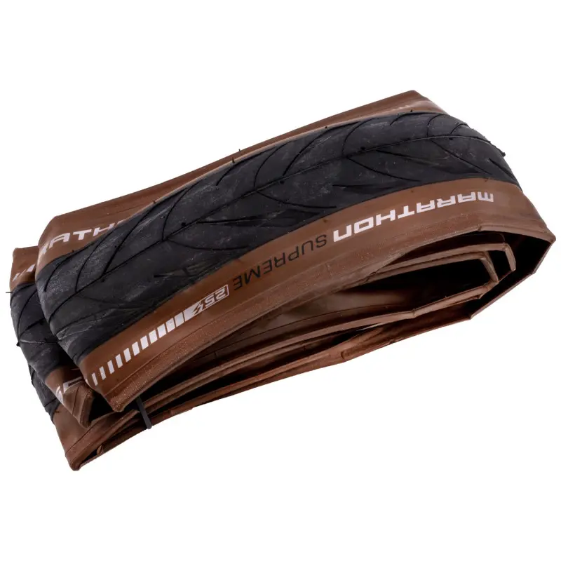 Покрышка Schwalbe, MARATHON SUPREME Evo, 28x1.60 (42-622), V-Guard, Black-Brown, складная 1